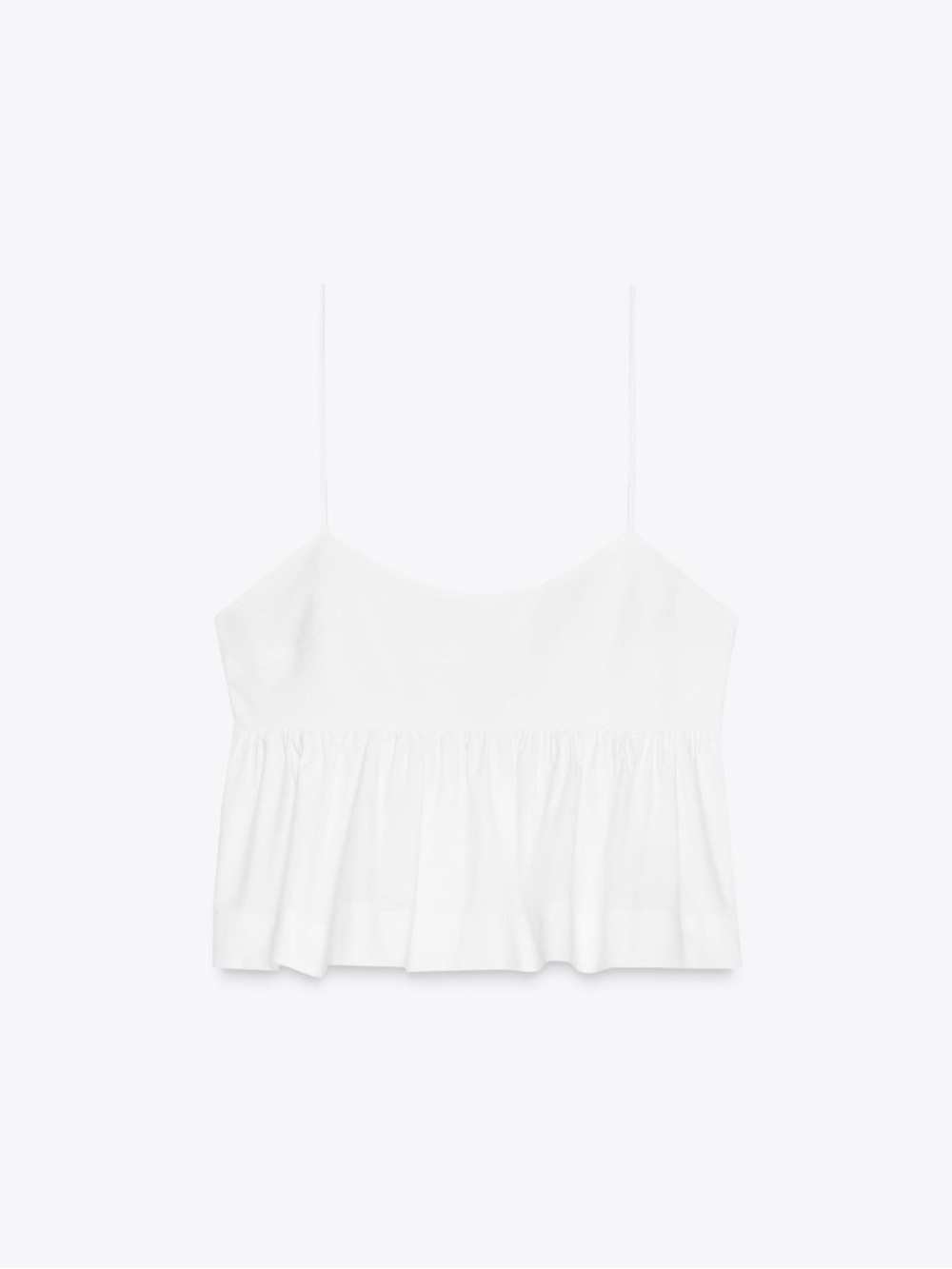 Zara White Spaghetti-Strap Peplum Cami